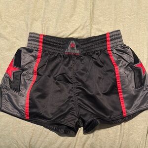 Unisex Anthem Athletics Black and Red Muay Thai Shorts